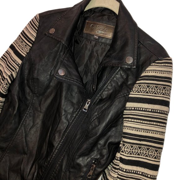 Ci Sono Cavaline black moto ethnic ikat print sleeves jacket M - Picture 4 of 4